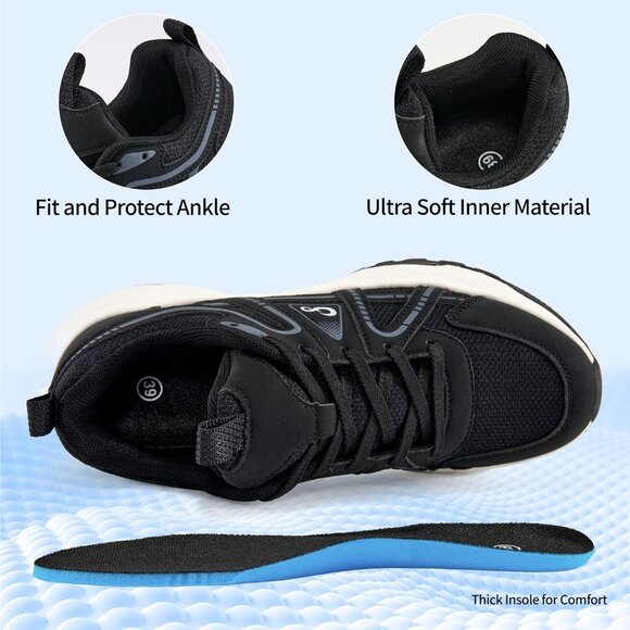 Women's Running Workout Sports Training Athletic Sneakers  Black White Shoes - Picture 6 of 7